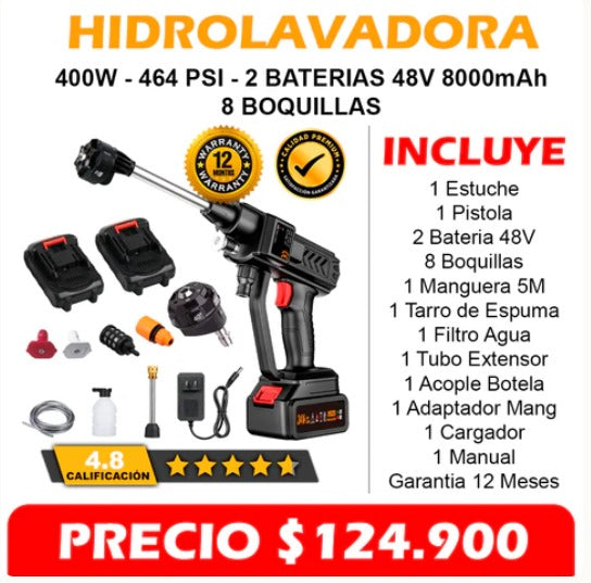 💦 HIDROLAVADORA PORTÁTIL 6 CHORROS – POTENCIA Y VERSATILIDAD EN TUS MANOS 💥